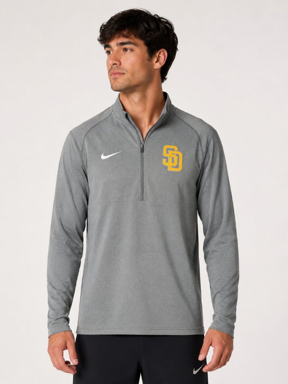 Nike San Diego Padres Pullover Jacket Gray Logo Performance Half Zip Medium